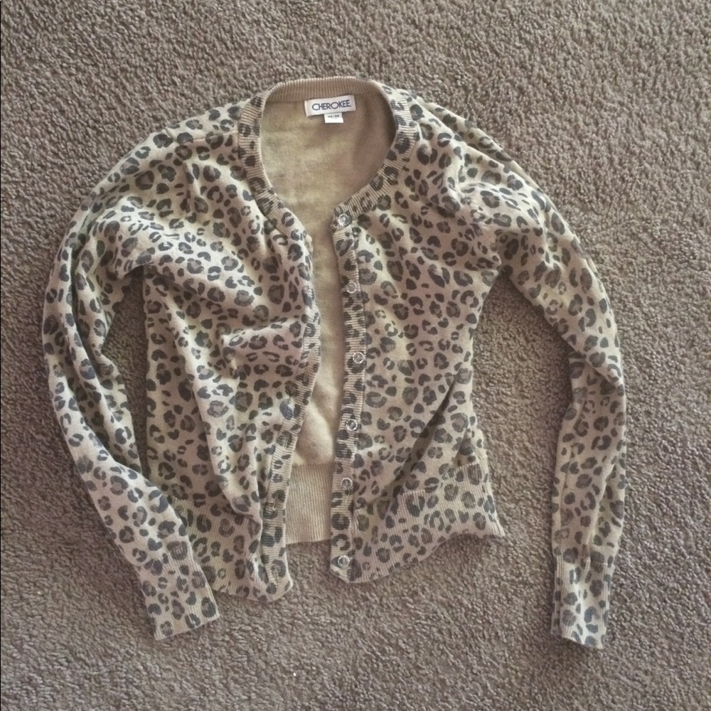Leopard print cardigan for girls. Size 7/8.